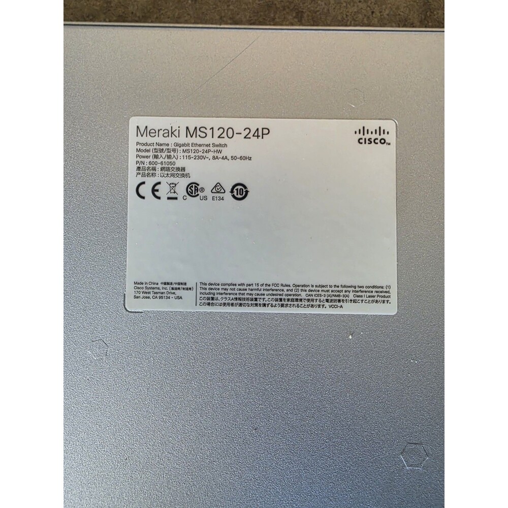 Cisco Meraki MS120-24P-HW 24-Port